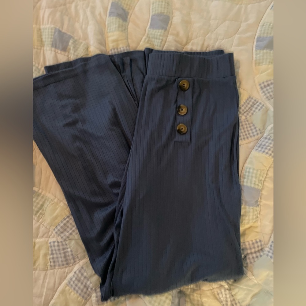 Derek Heart blue large lounge dress pants with button front
